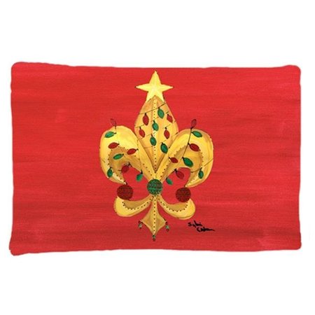 CAROLINES TREASURES Carolines Treasures 8185PILLOWCASE 20.5 x 30 in. Christmas Fleur De Lis Tree with lights Moisture Wicking Fabric Standard Pillow Case 8185PILLOWCASE